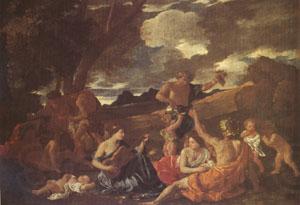 Nicolas Poussin The Andrians Known as the Great Bacchanal with Woman Playing a Lute (mk05) Norge oil painting art